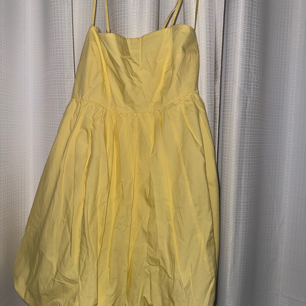 abercrombie & fitch yellow bubble dress womens small new spaghetti strap mini